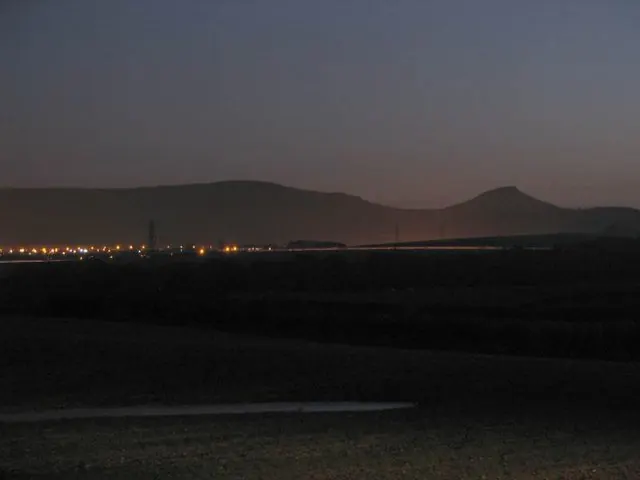 The square at New Marske at dusk